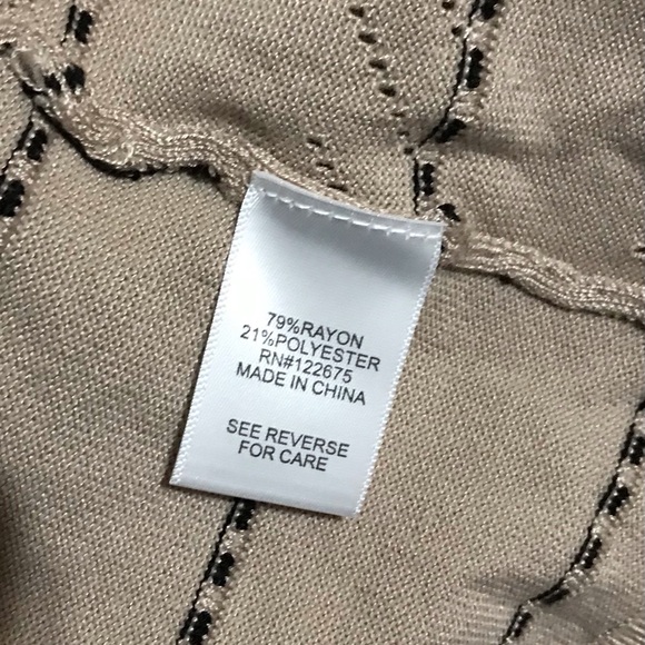 Sienna Sage Beige Striped Women's Sweater Cardigan Size XL 14/16 Open Front - Picture 6 of 6